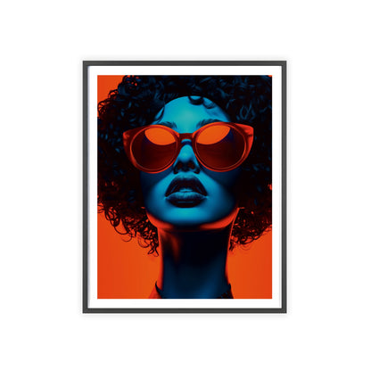 Vibrant pop art portrait of a young woman with curly hair, inspired by Athens
