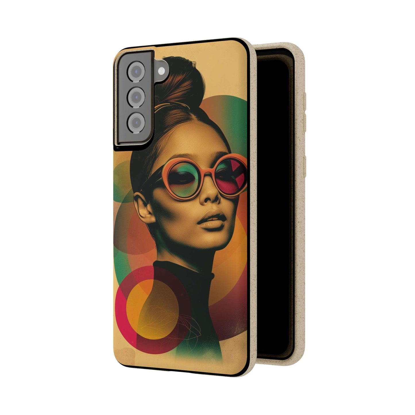 Eco-friendly Beijing-themed phone case with a retro portrait design and biodegradable materials, compatible with iPhone and Samsung.