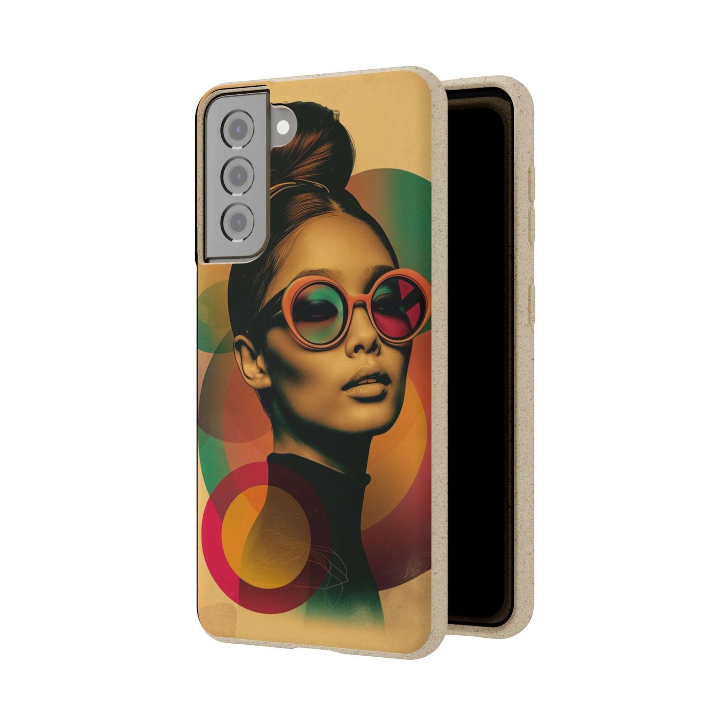 Eco-friendly Beijing-themed phone case with a retro portrait design and biodegradable materials, compatible with iPhone and Samsung.