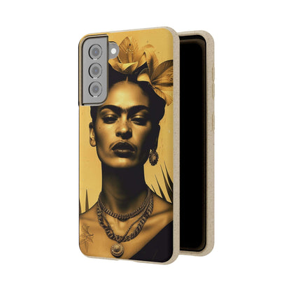 Biodegradable phone case with Frida Kahlo-inspired artwork in Coyoacan.