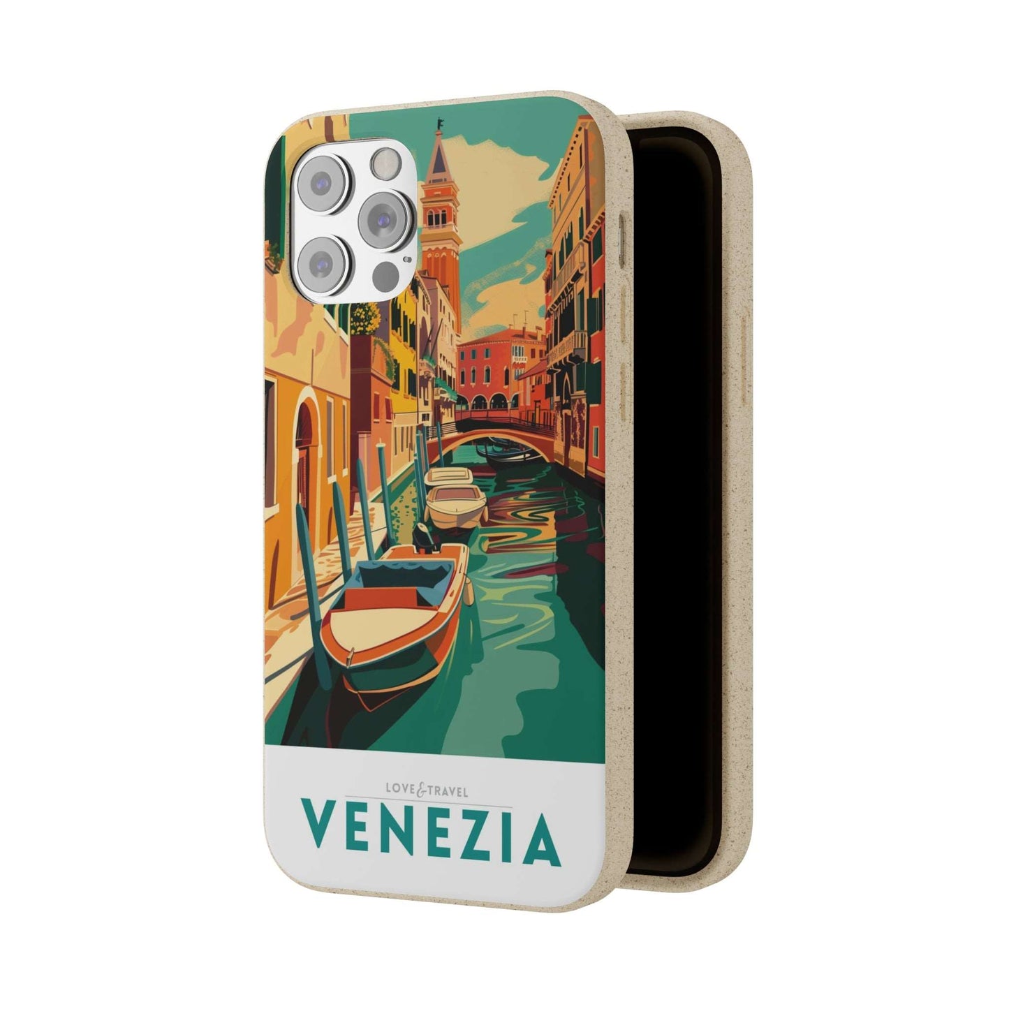 Eco-friendly Venice-themed phone case made from bamboo fiber