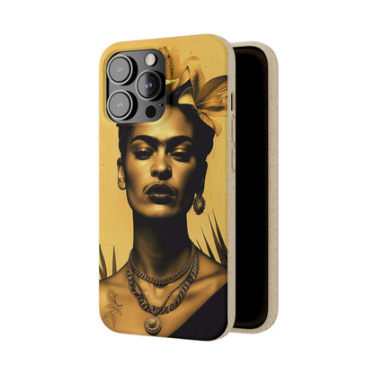 Biodegradable phone case with Frida Kahlo-inspired artwork in Coyoacan.