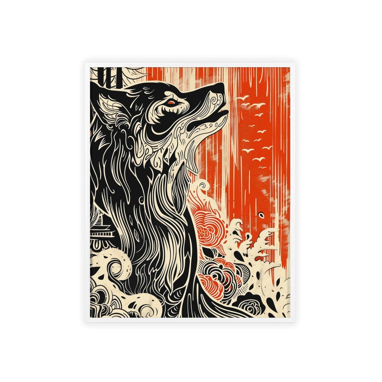 wolf poster, animal art, wildlife decor, majestic wolf, nature illustration, wall art