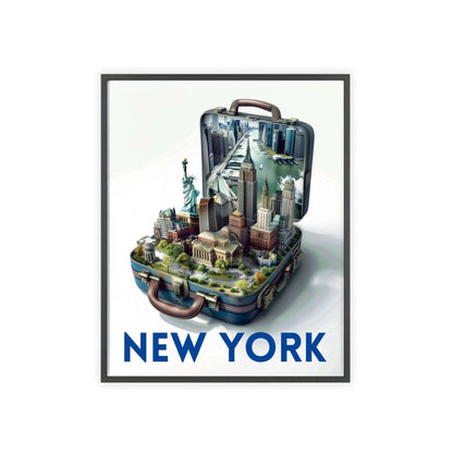 New York in a Suitcase. Elegant Travel Poster for Timeless Home Decor