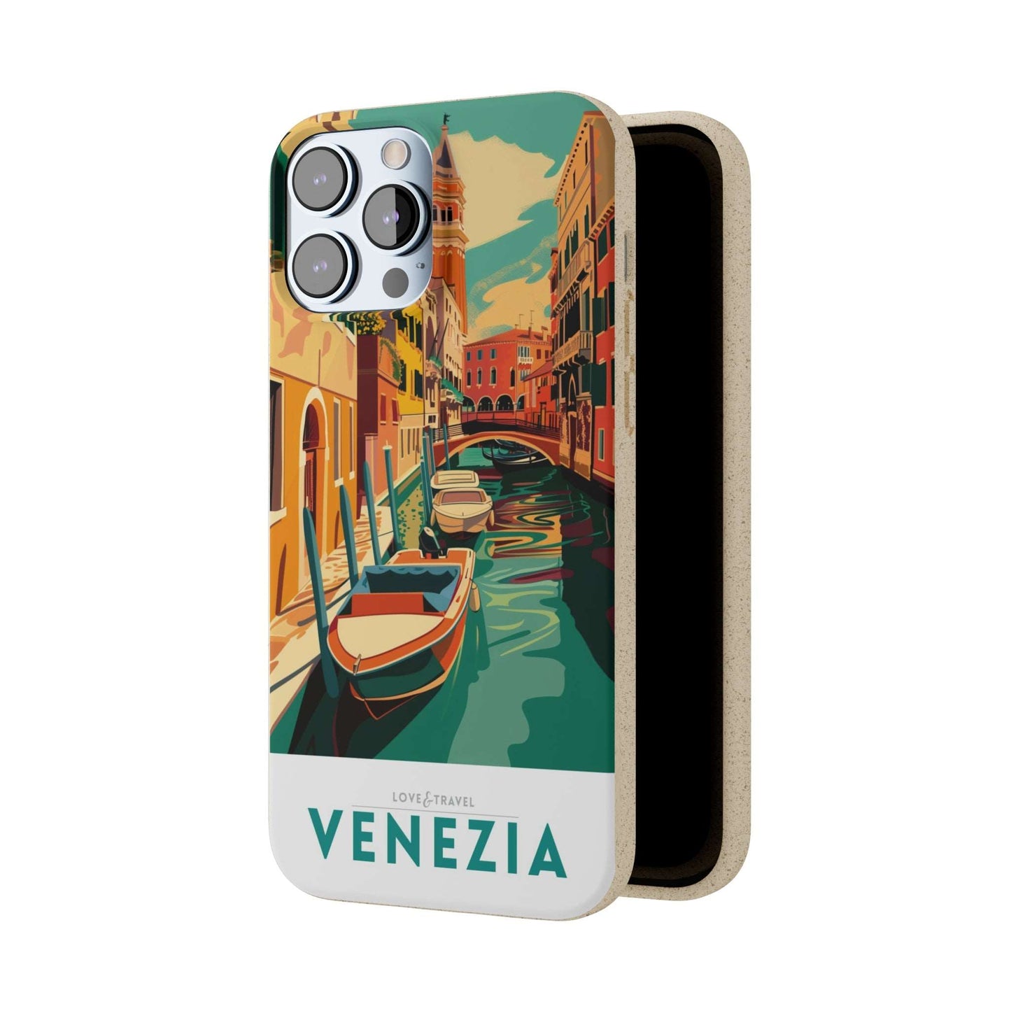 Eco-friendly Venice-themed phone case made from bamboo fiber