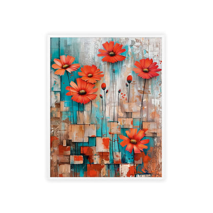 Modern abstract Daisies framed print from Flower Parade collection