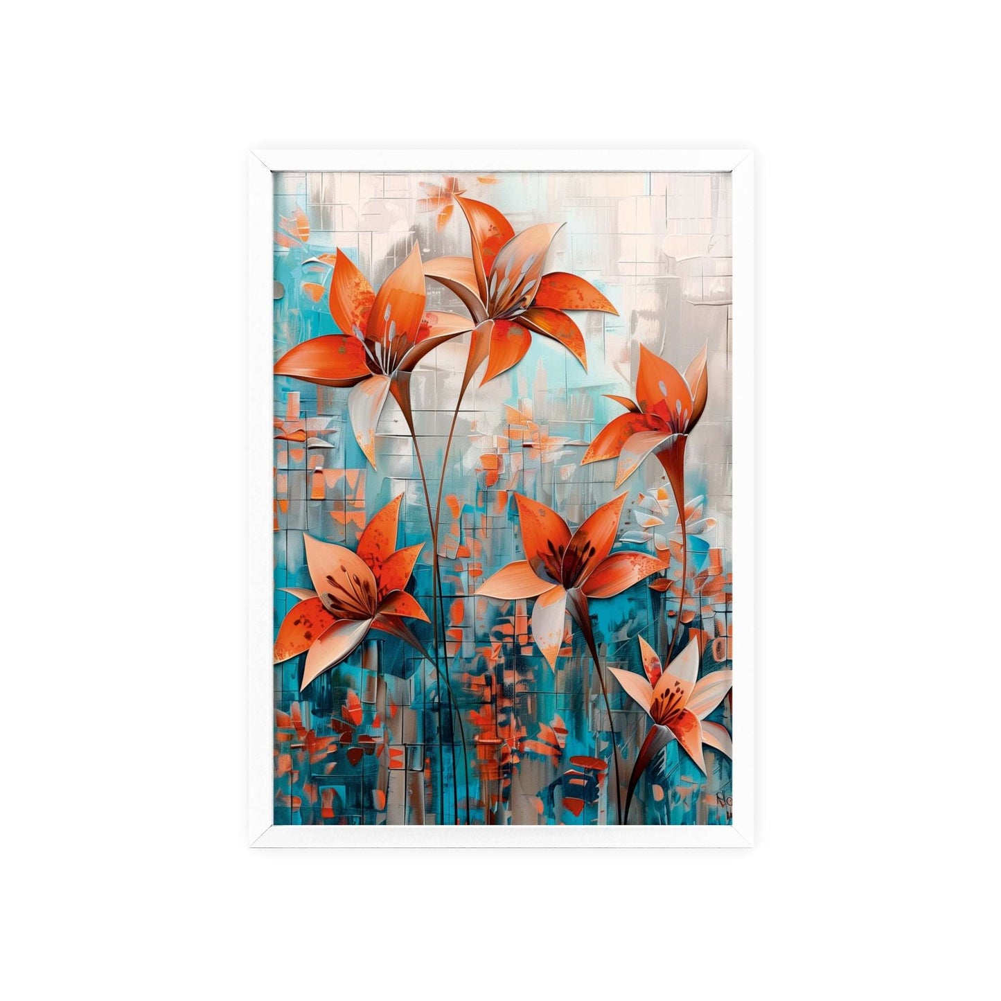 Modern abstract Lilies framed print from Flower Parade collection