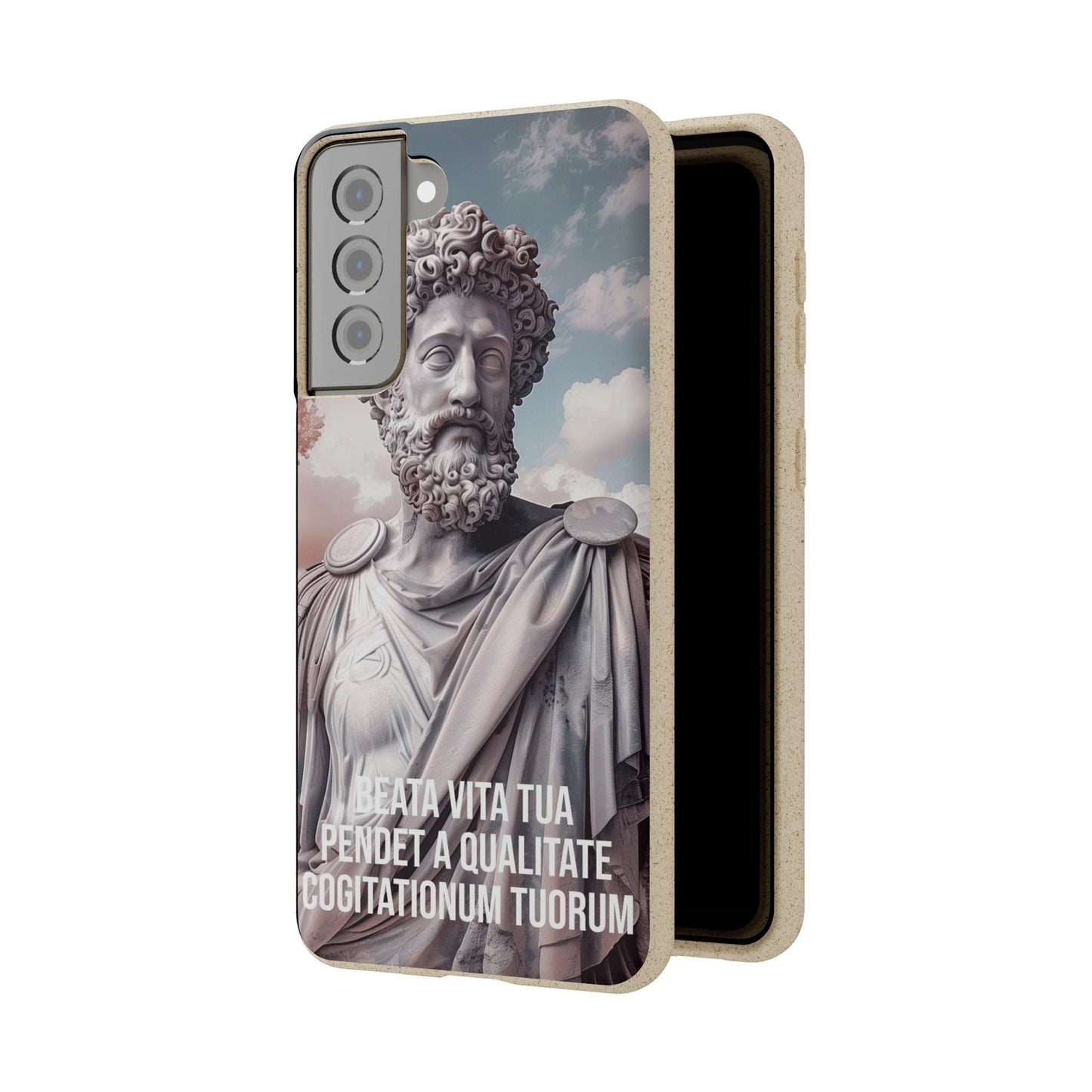 Eco-friendly Marcus Aurelius quote phone case made from bamboo fiber