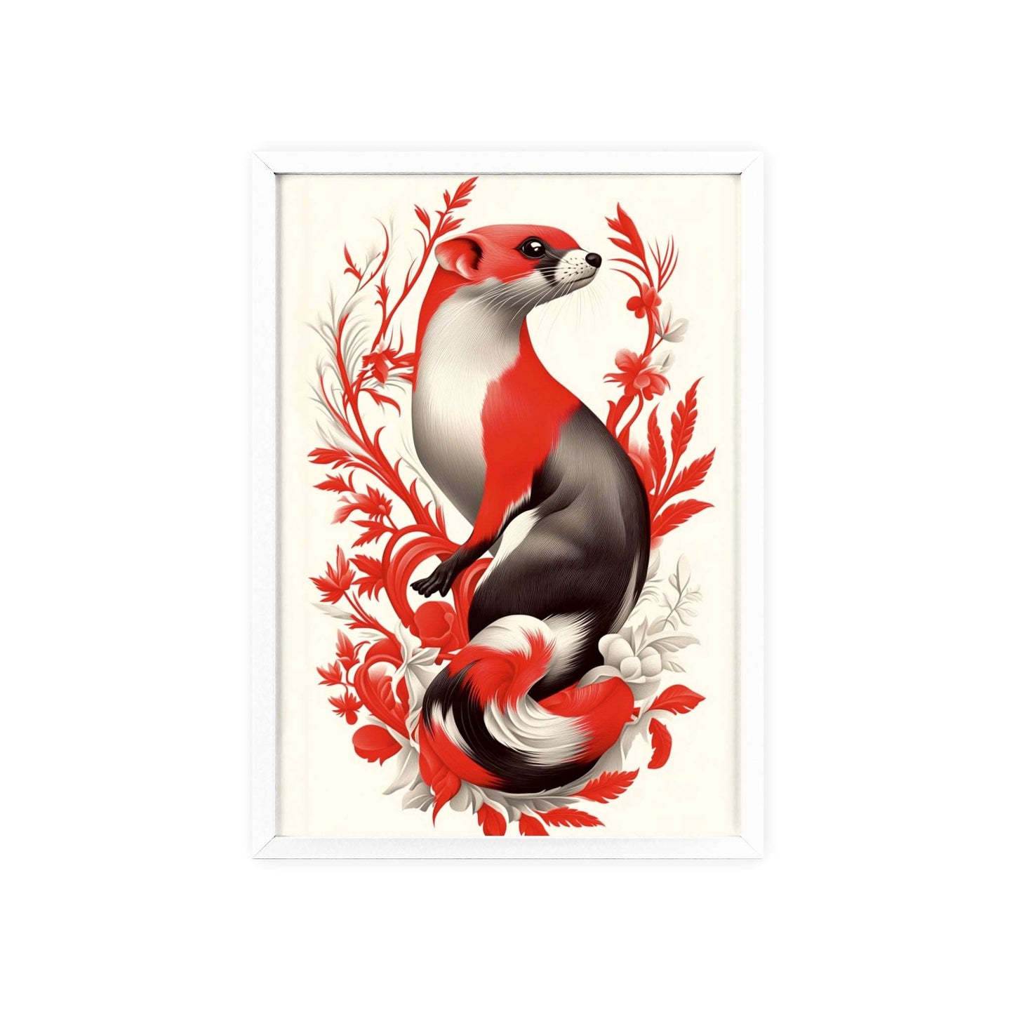 Framed poster of a stylized weasel