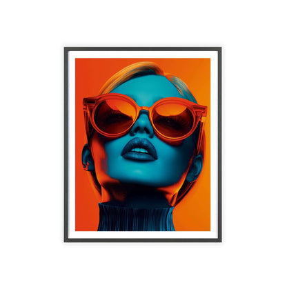 Colorful pop art portrait of a blonde-haired young woman, inspired by Moscow's enigmatic allure