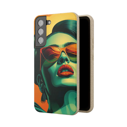 Biodegradable phone case with Frida Kahlo portrayed as a glamorous 40's diva.