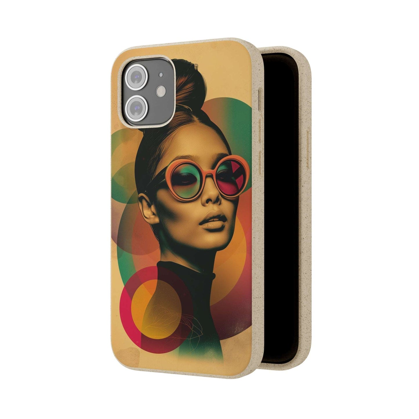 Eco-friendly Beijing-themed phone case with a retro portrait design and biodegradable materials, compatible with iPhone and Samsung.