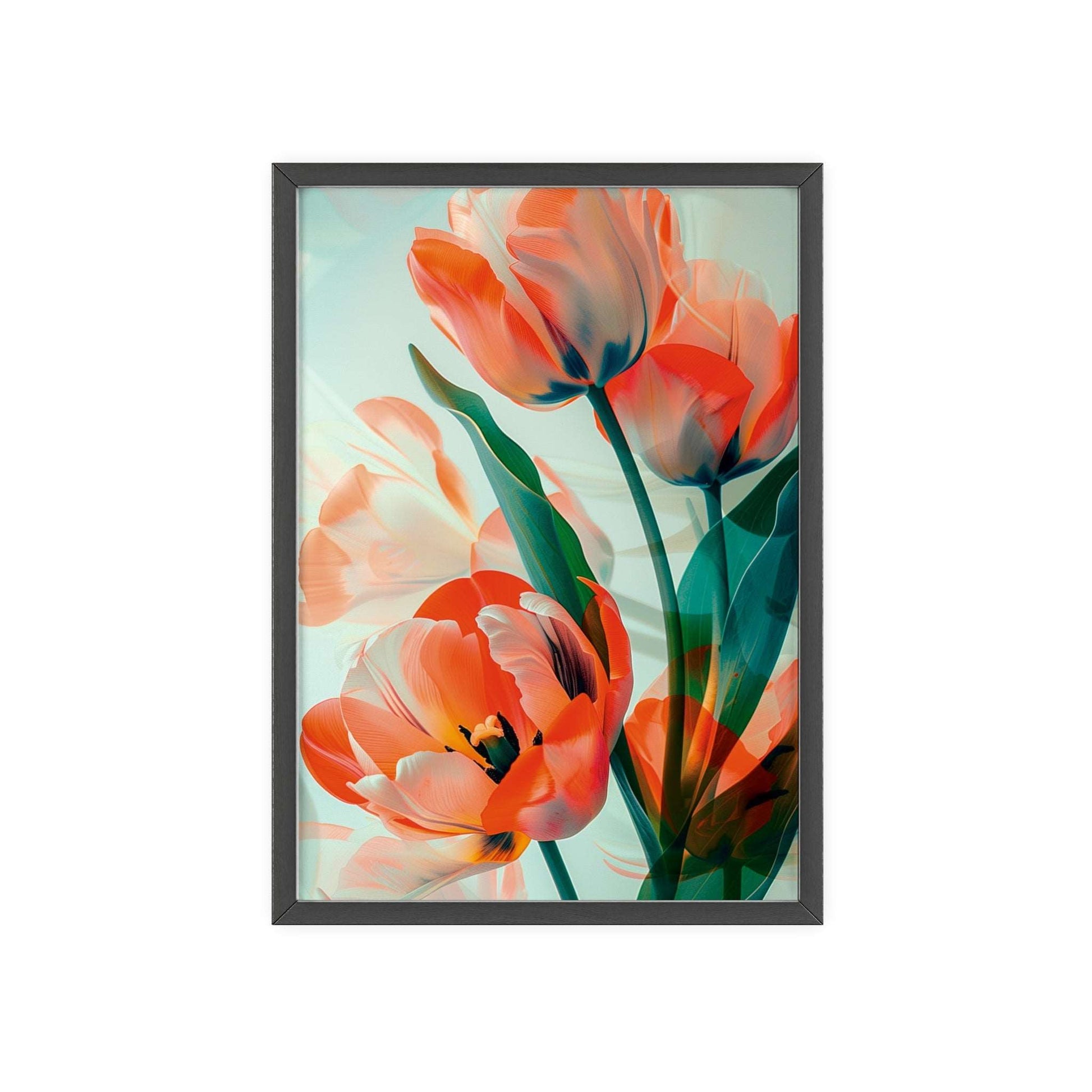 Orange Tulips Framed Wall Art - Modern Floral Prints for Home Decor