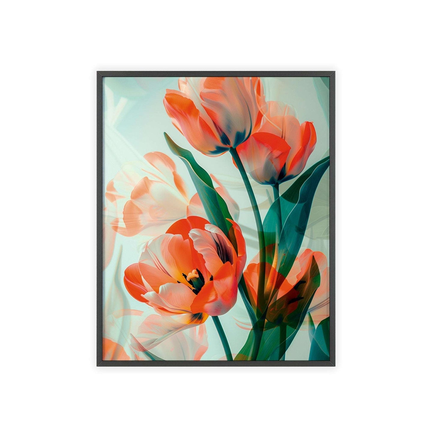 Orange Tulips Framed Wall Art - Modern Floral Prints for Home Decor