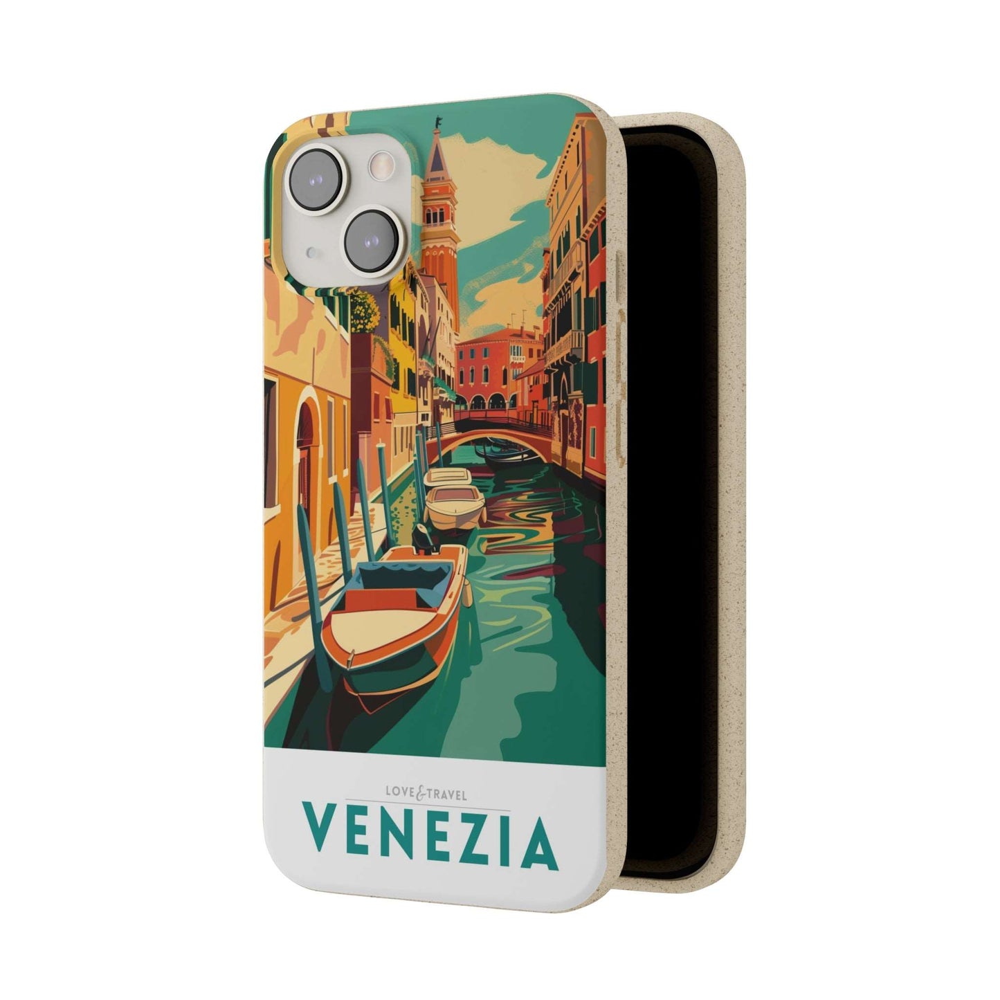 Eco-friendly Venice-themed phone case made from bamboo fiber