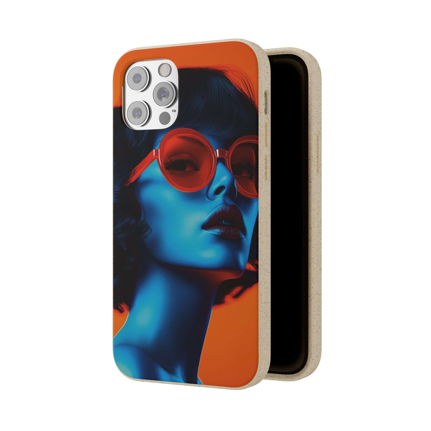 Roma Modern Global Portrait phone case with a young woman, biodegradable, eco-friendly, and wireless charging compatible.