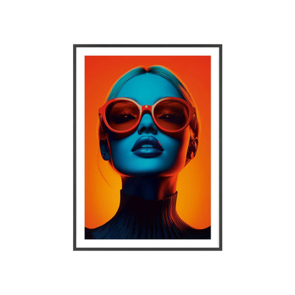 Colorful pop art portrait of a glamorous blonde young woman, inspired by London's sophistication