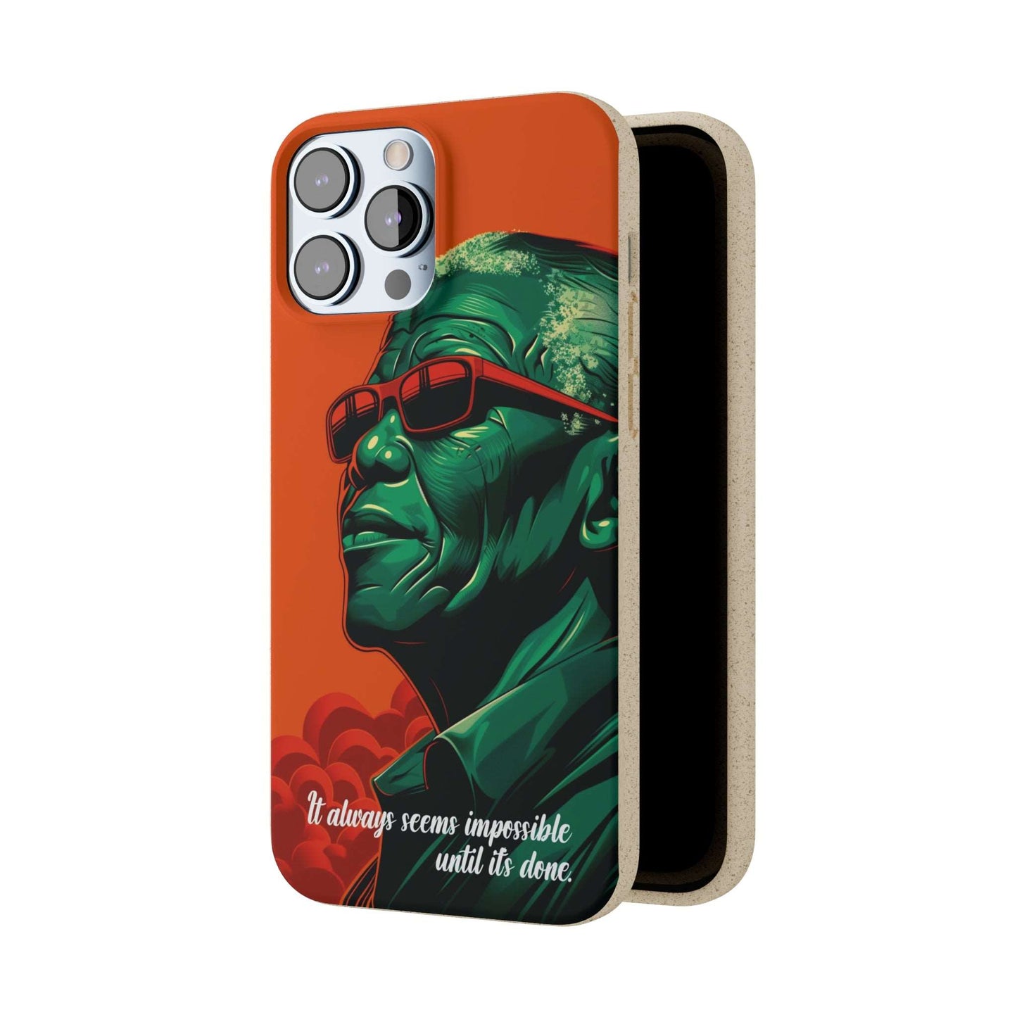 Eco-friendly Nelson Mandela quote phone case made from bamboo fiber