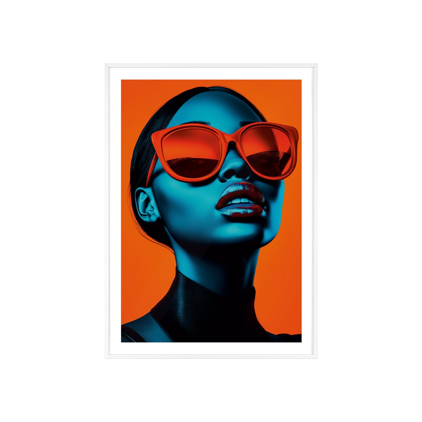 Vibrant pop art portrait of a glamorous young woman, inspired by Miami's coastal chic