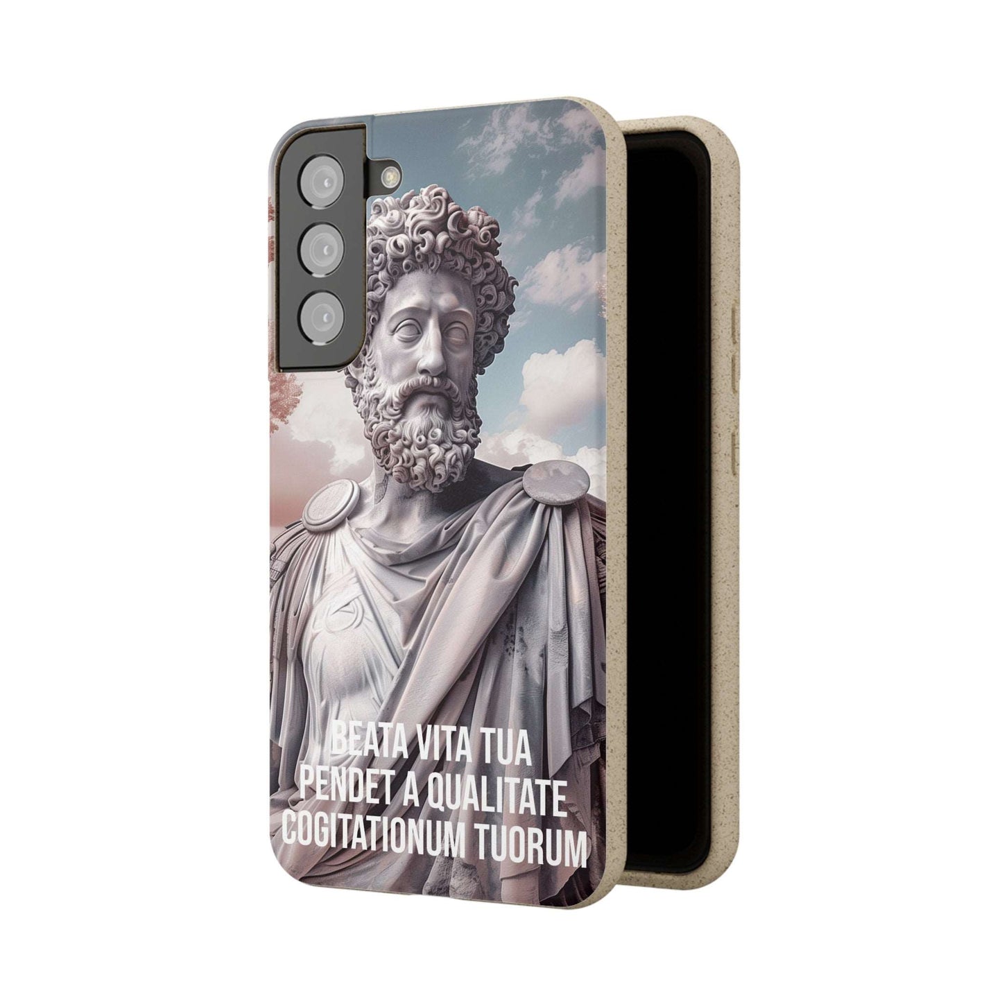 Eco-friendly Marcus Aurelius quote phone case made from bamboo fiber