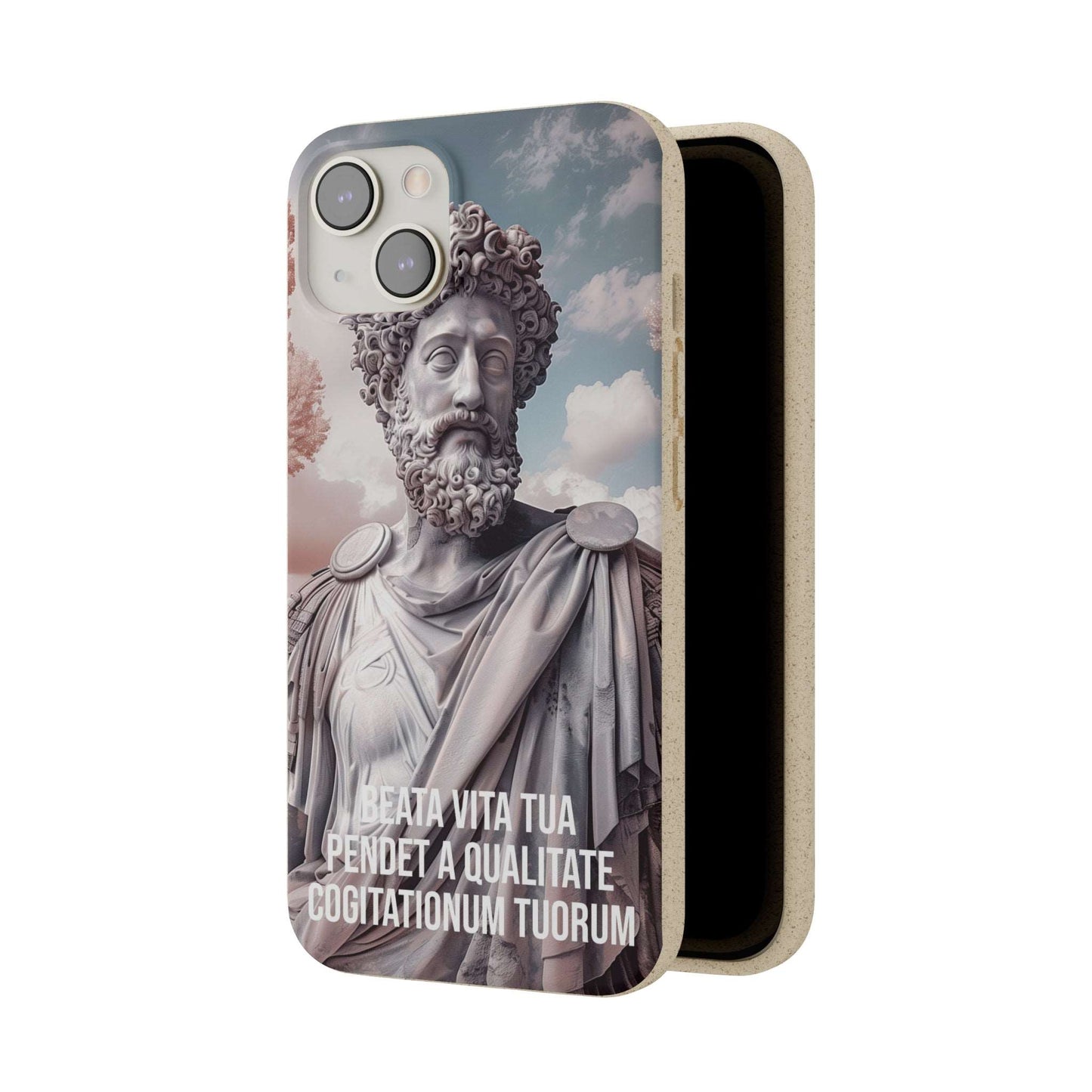 Eco-friendly Marcus Aurelius quote phone case made from bamboo fiber