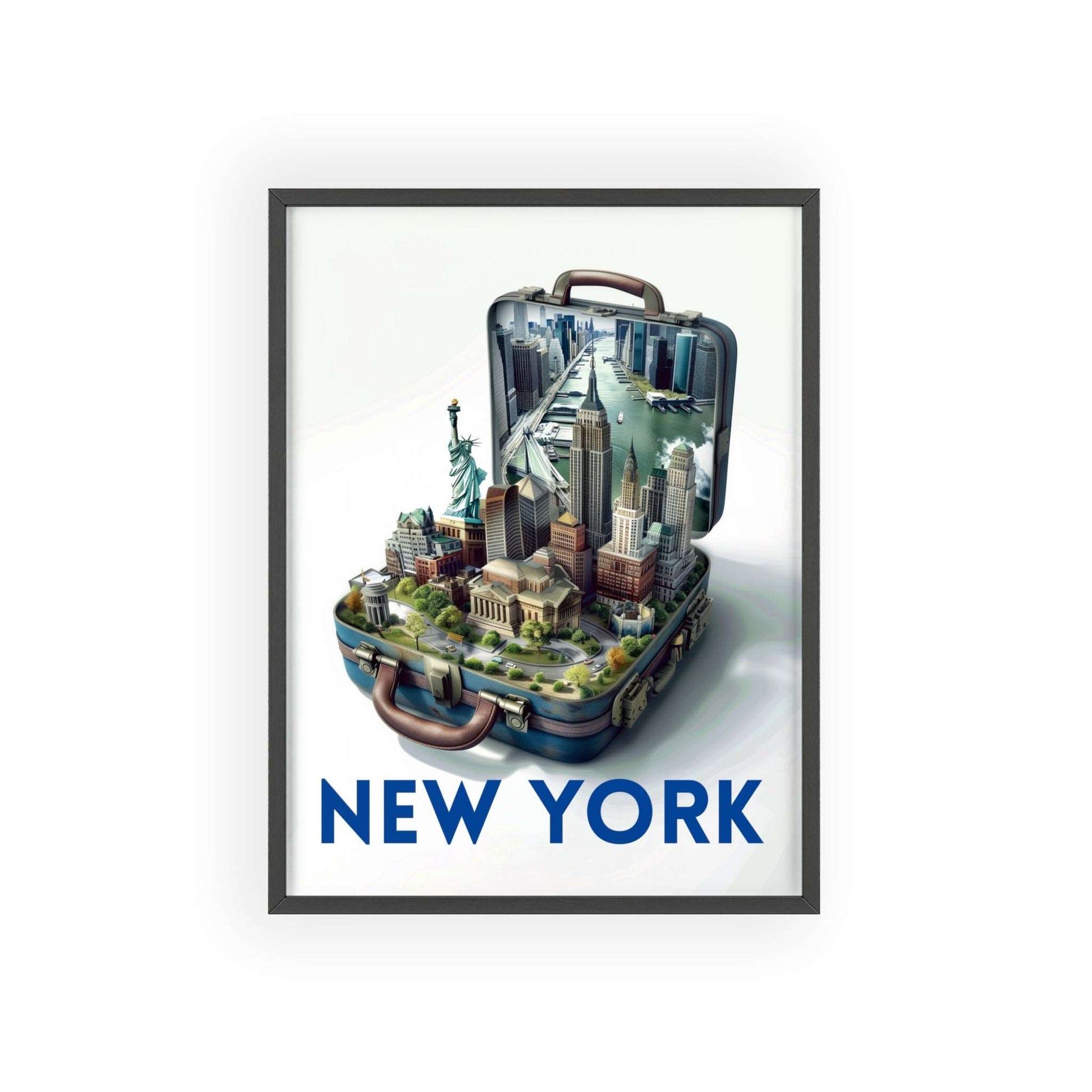 New York in a Suitcase. Elegant Travel Poster for Timeless Home Decor