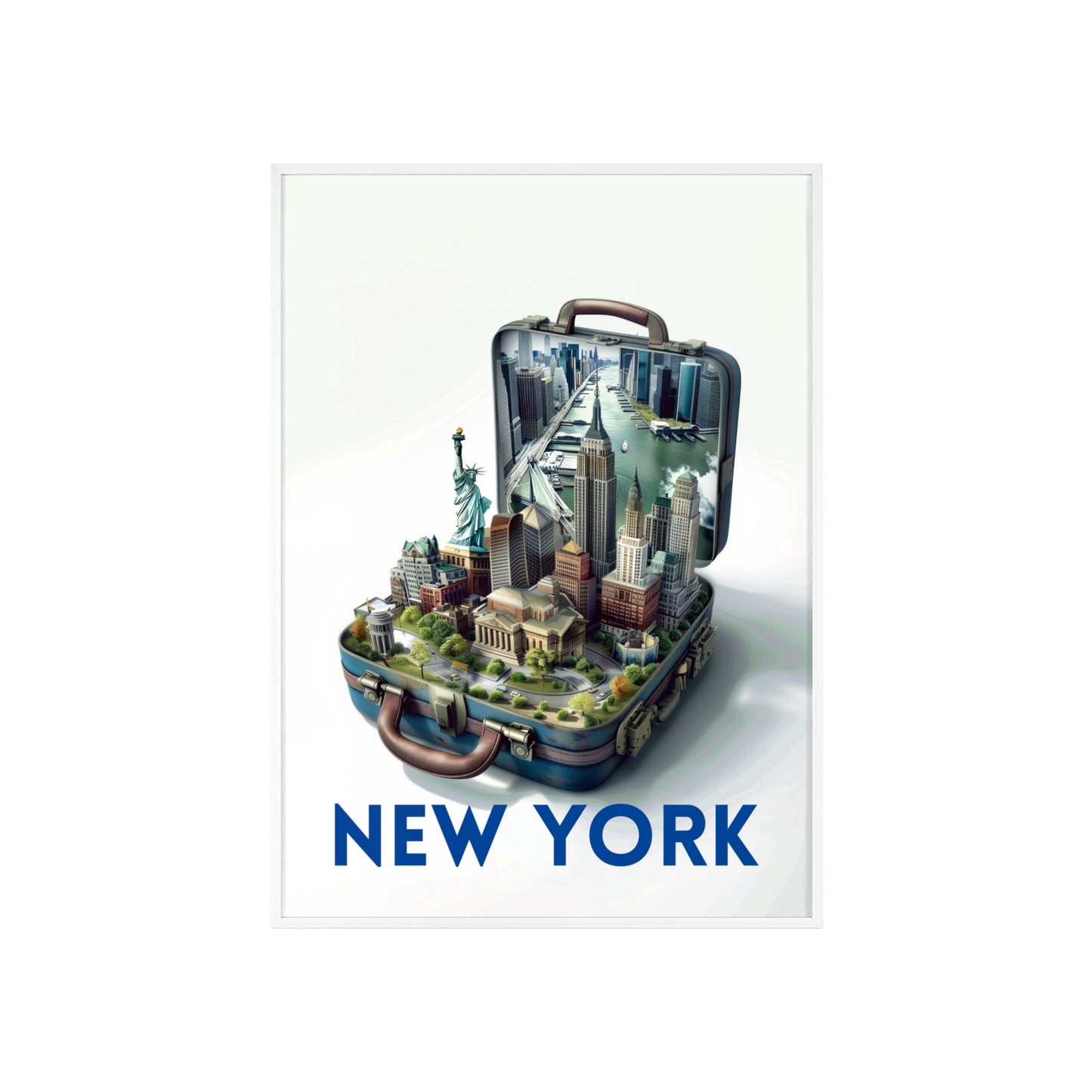 New York dans une valise. Affiche de voyage élégante pour une décoration intérieure intemporelle