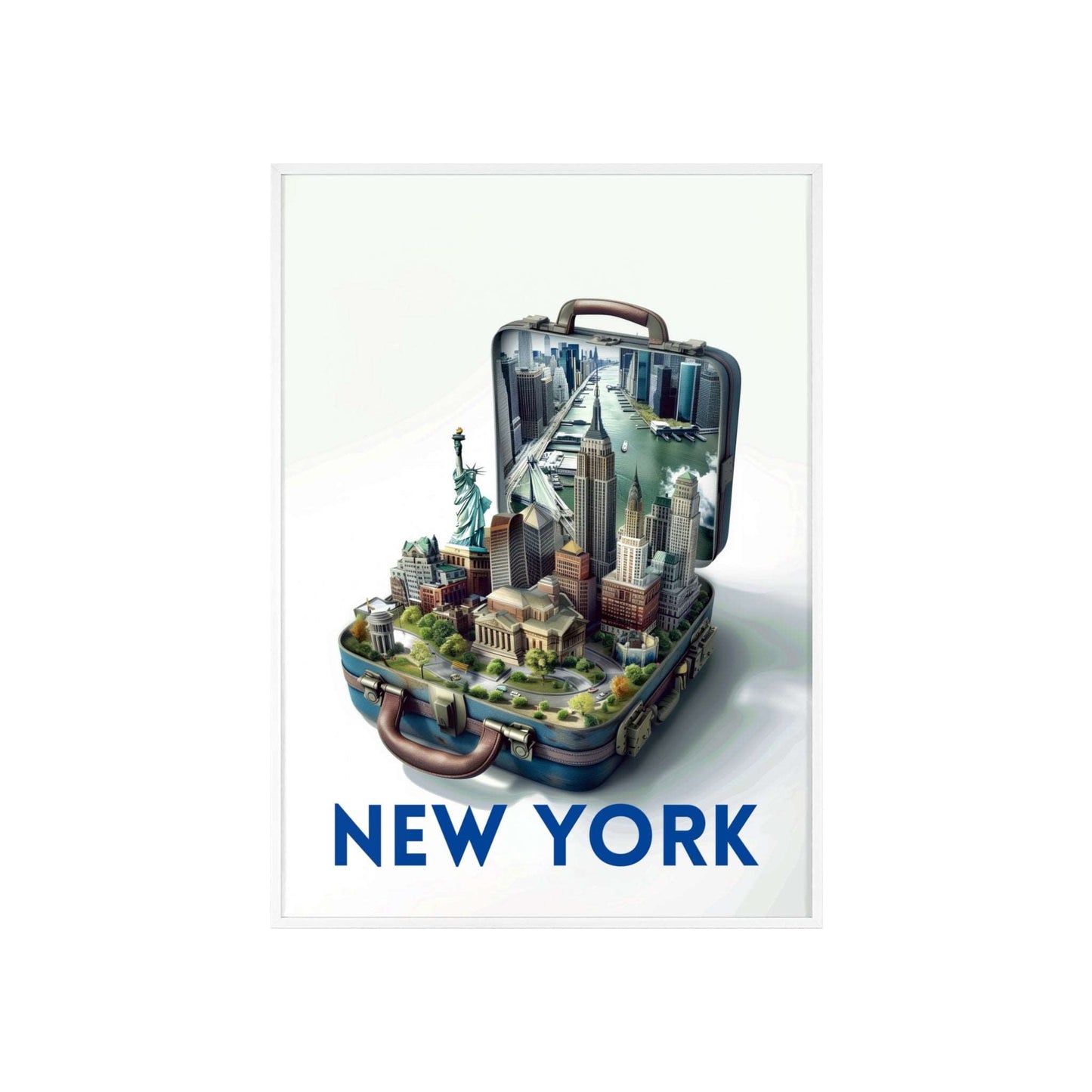 New York in a Suitcase. Elegant Travel Poster for Timeless Home Decor