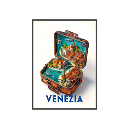 Venice in a Suitcase wall art, a chic travel poster for elegant home decor