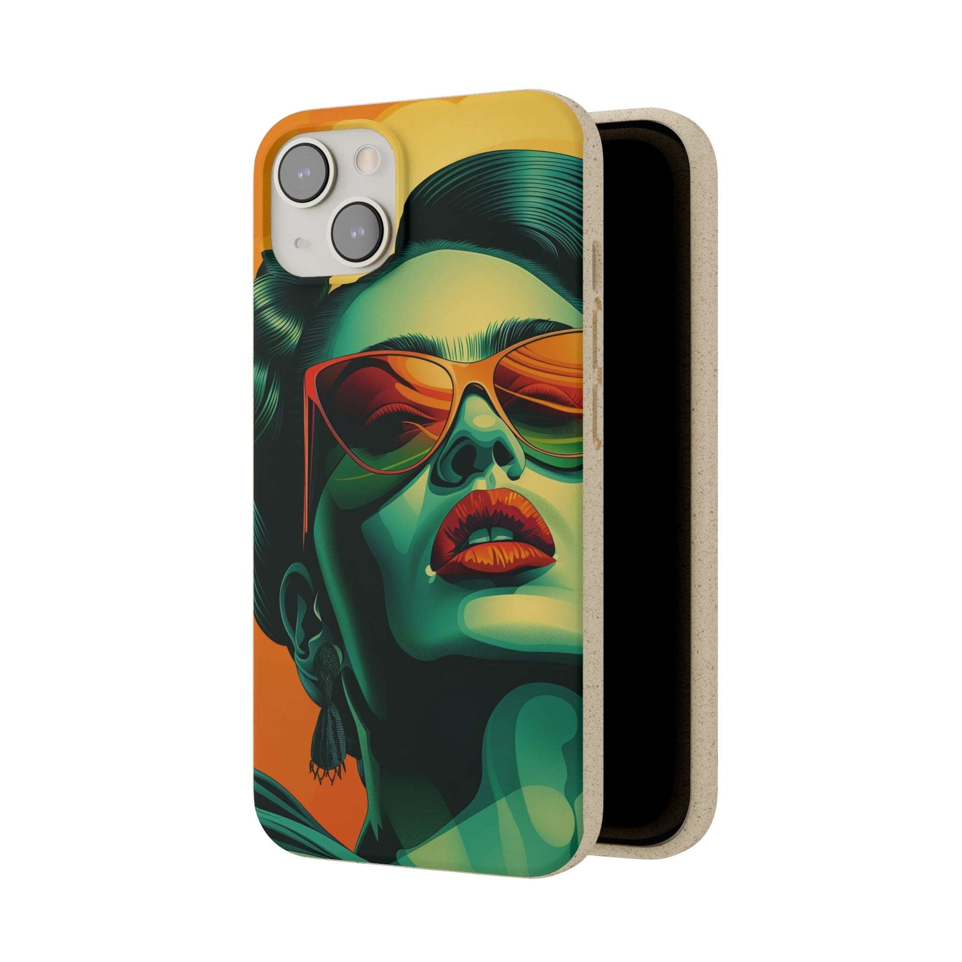 Biodegradable phone case with Frida Kahlo portrayed as a glamorous 40's diva.