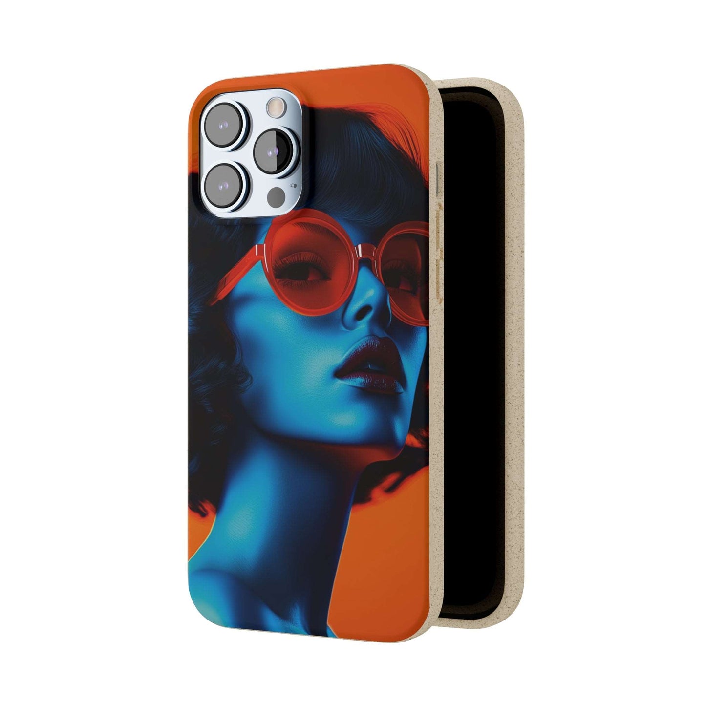 Roma Modern Global Portrait phone case with a young woman, biodegradable, eco-friendly, and wireless charging compatible.