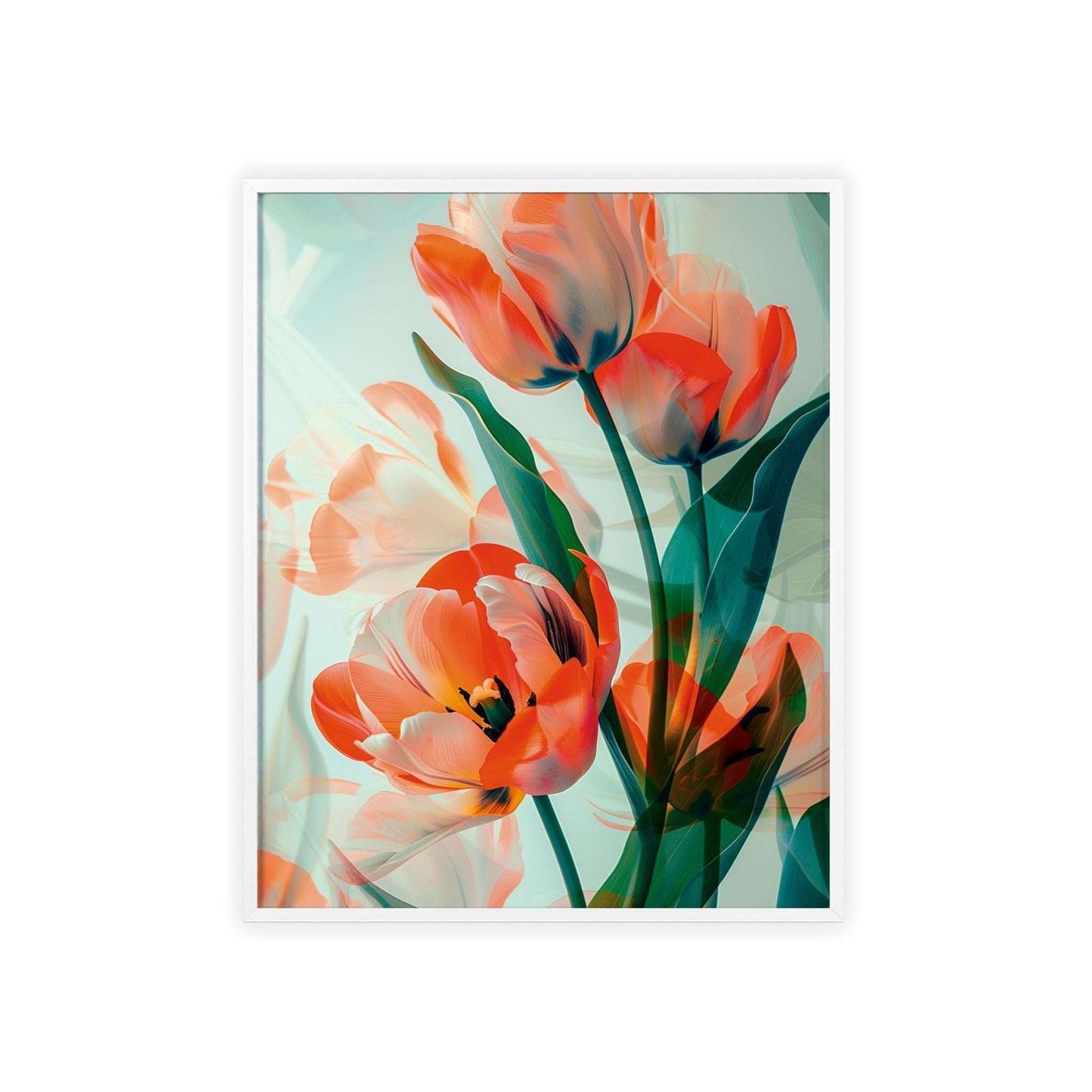 Orange Tulips Framed Wall Art - Modern Floral Prints for Home Decor