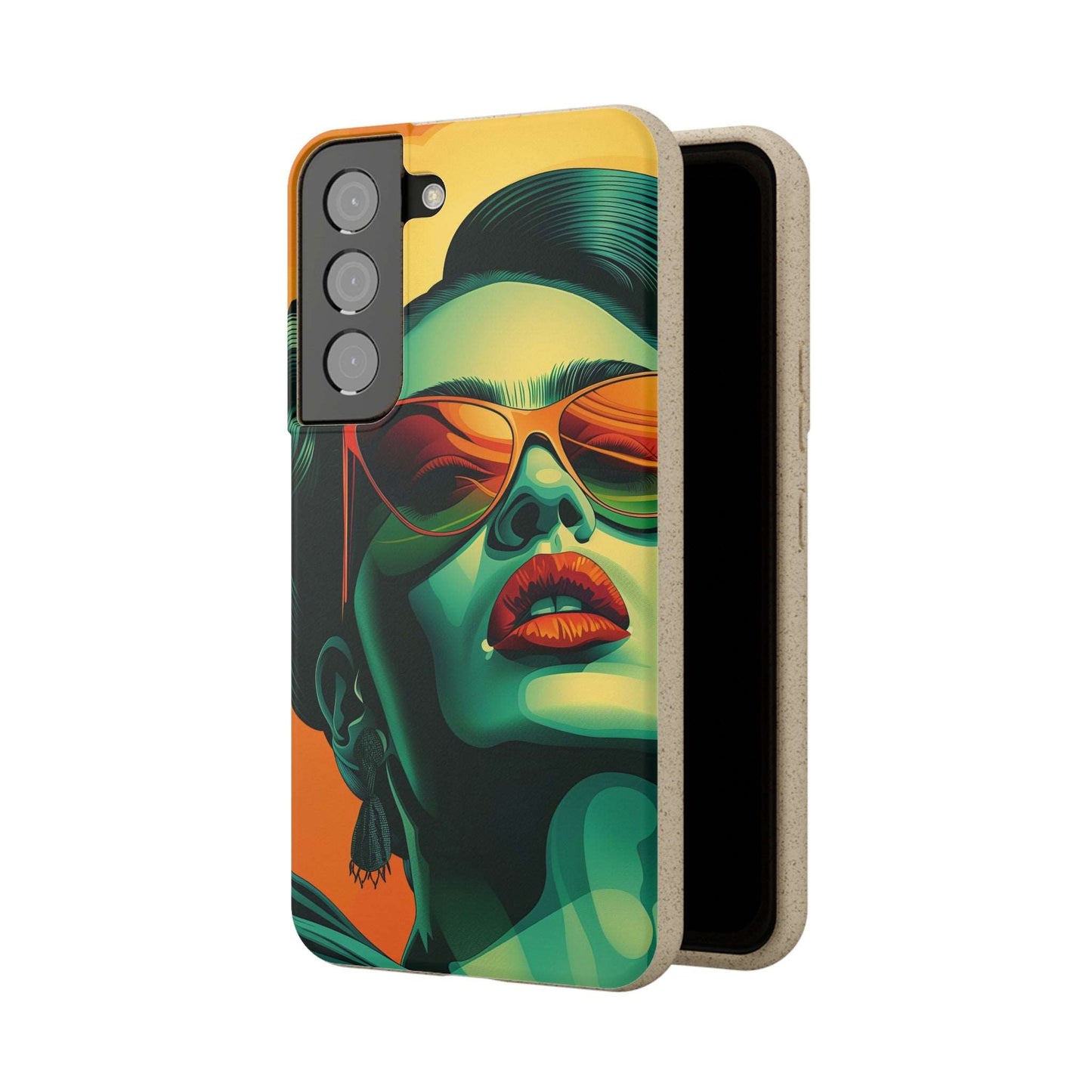 Biodegradable phone case with Frida Kahlo portrayed as a glamorous 40's diva.