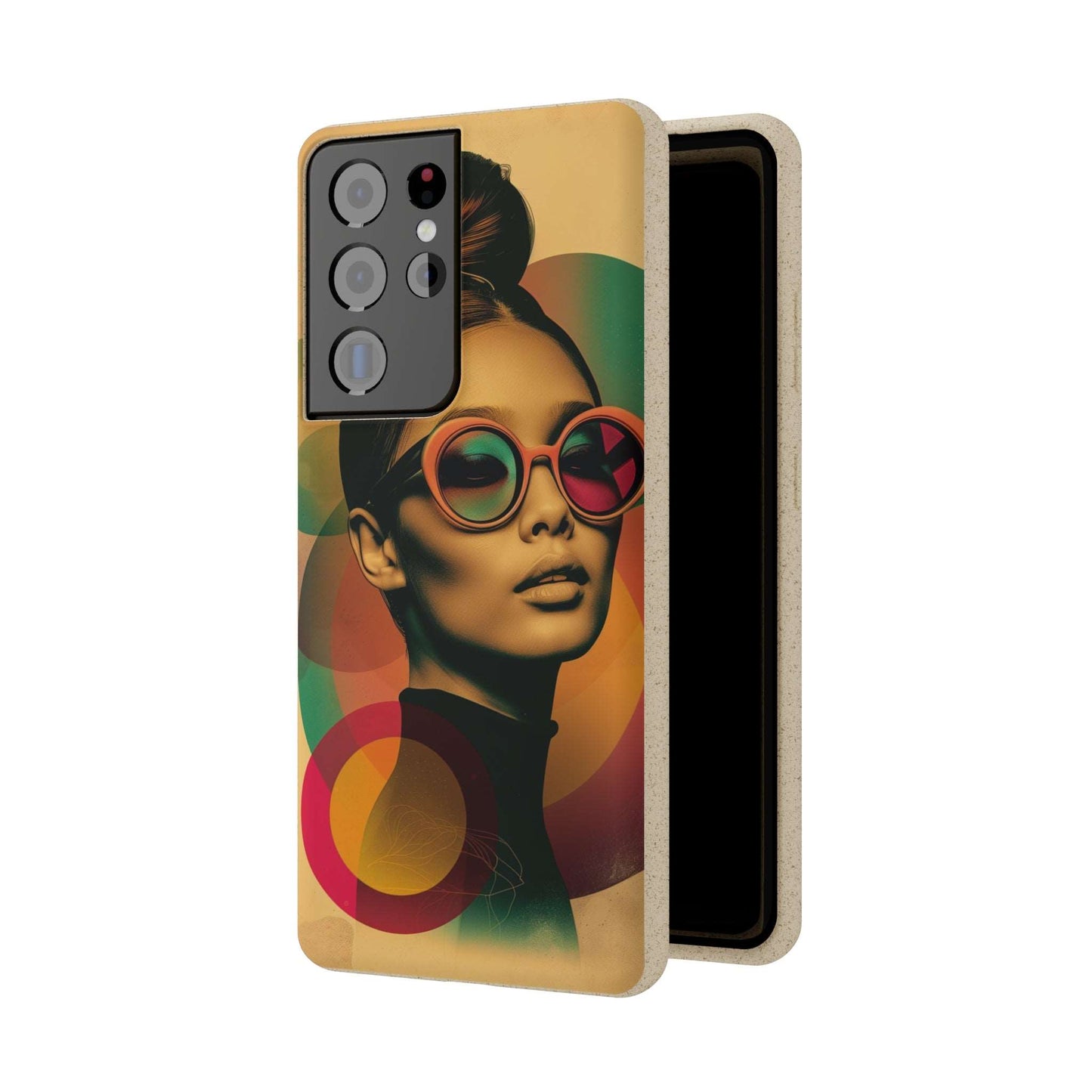 Eco-friendly Beijing-themed phone case with a retro portrait design and biodegradable materials, compatible with iPhone and Samsung.