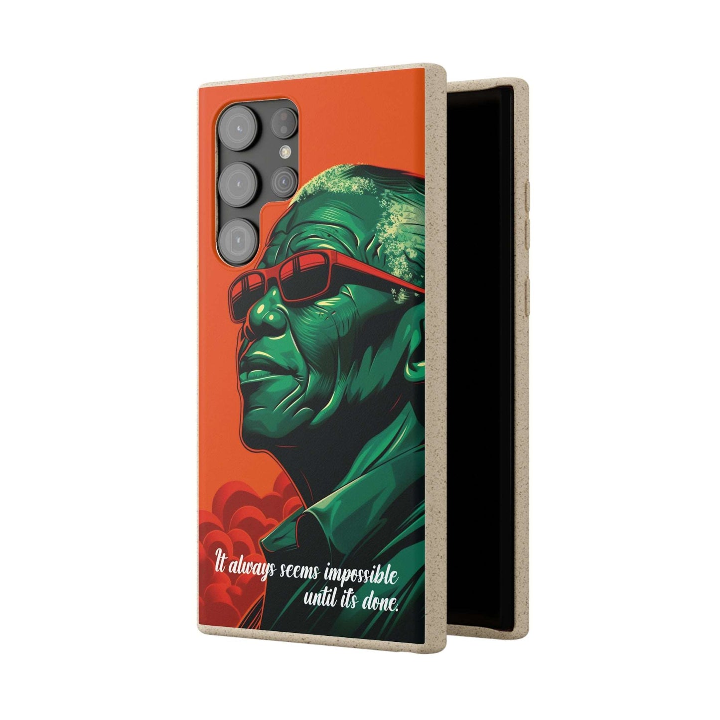 Eco-friendly Nelson Mandela quote phone case made from bamboo fiber