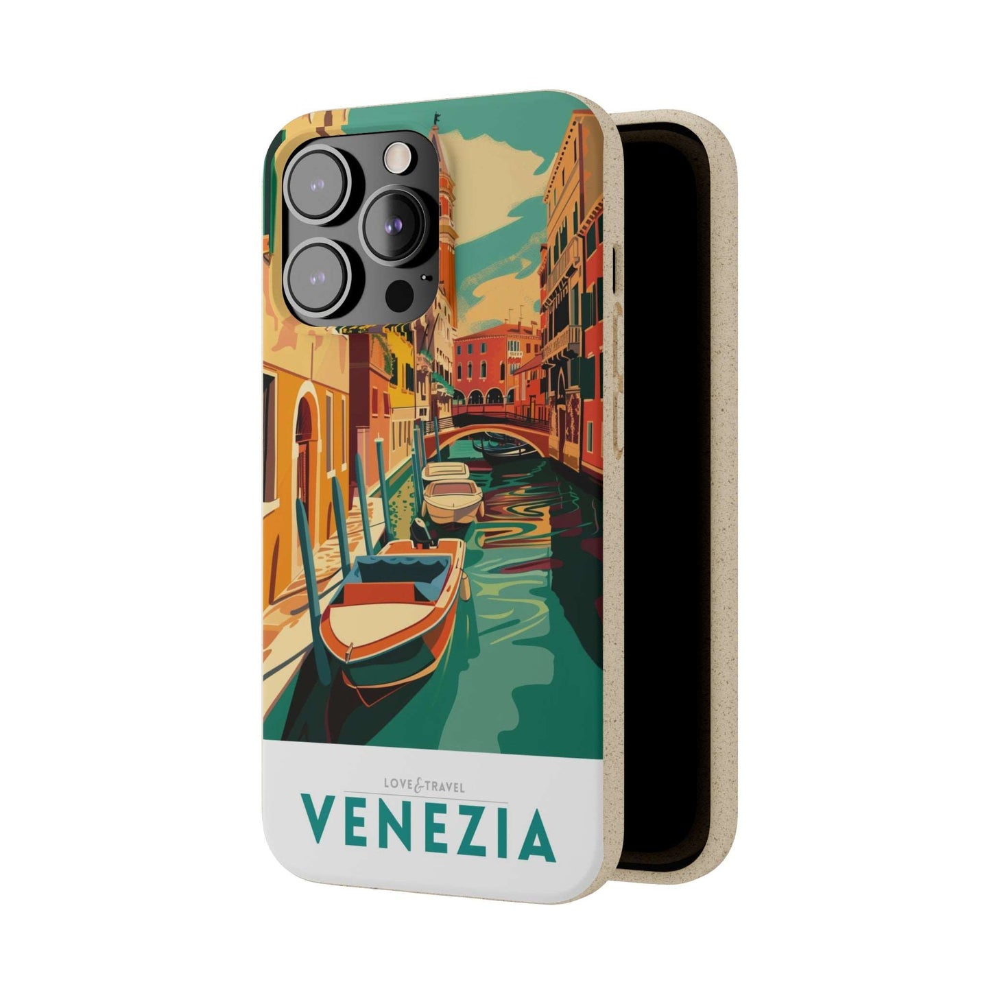 Eco-friendly Venice-themed phone case made from bamboo fiber