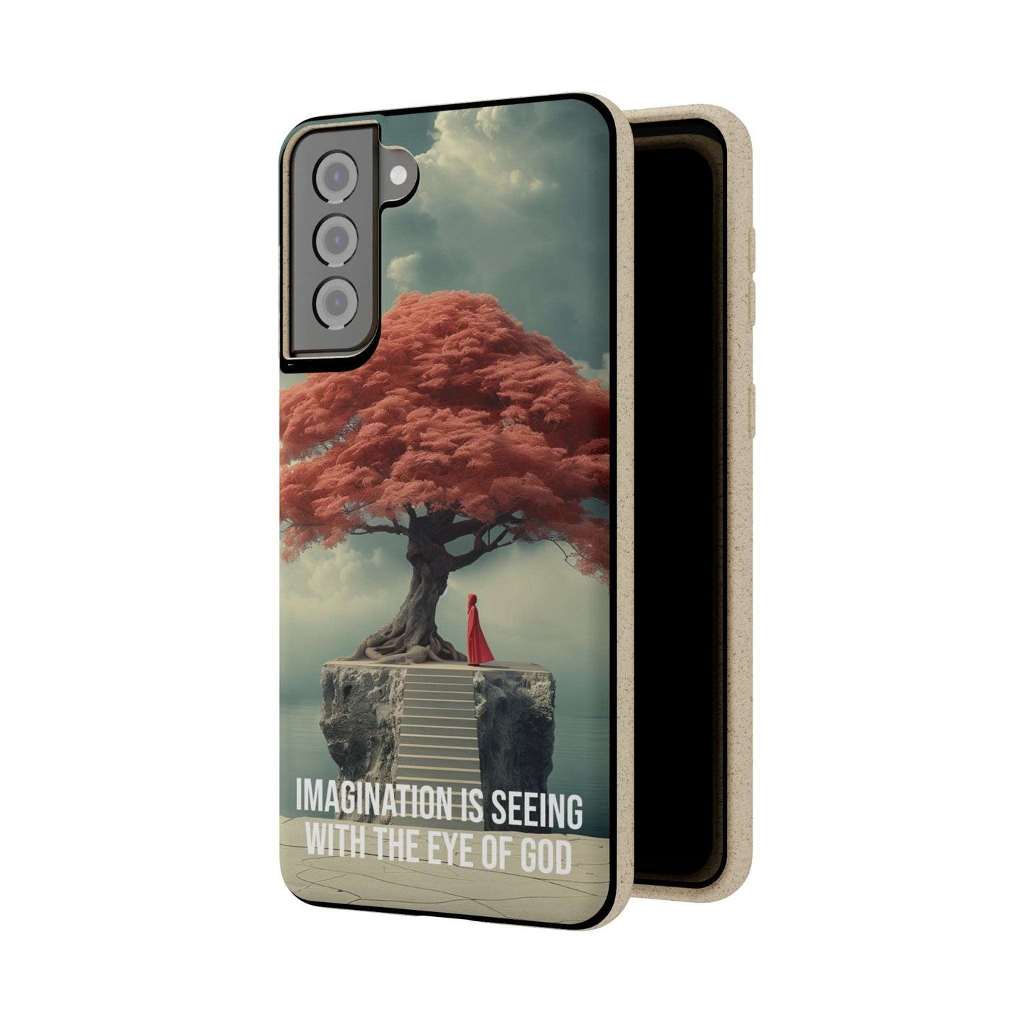 Biodegradable phone case with inspirational quote "Imagination is seeing with the eye of God" by Neville Goddard.