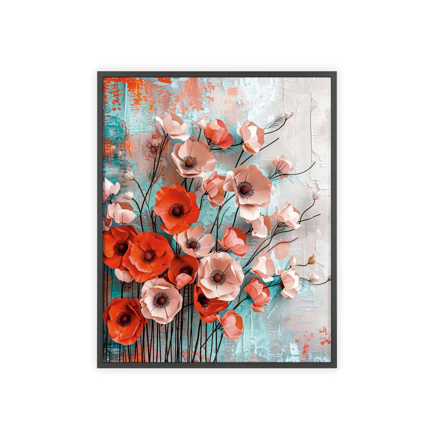 Modern abstract Poppies framed print from Flower Parade collection