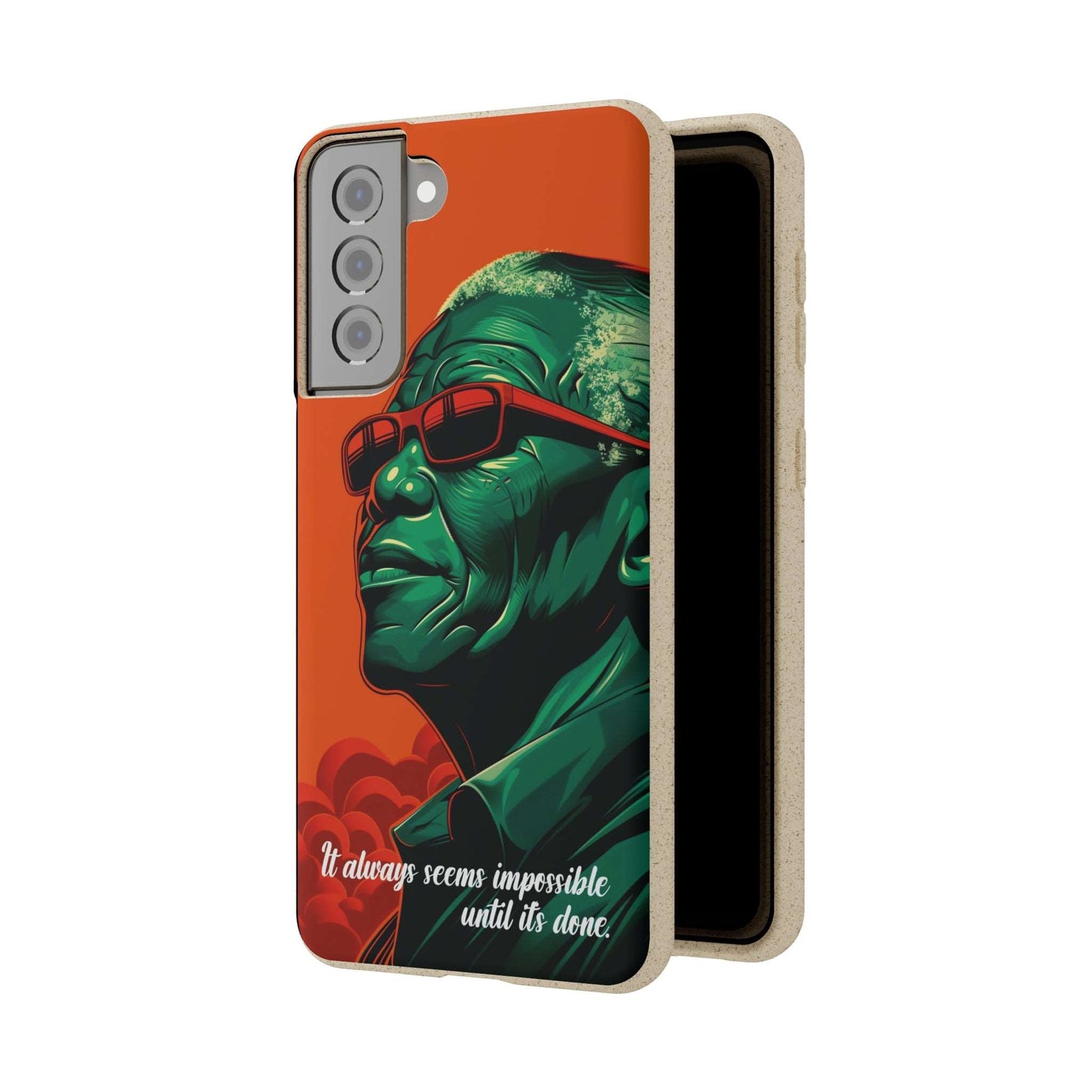 Eco-friendly Nelson Mandela quote phone case made from bamboo fiber