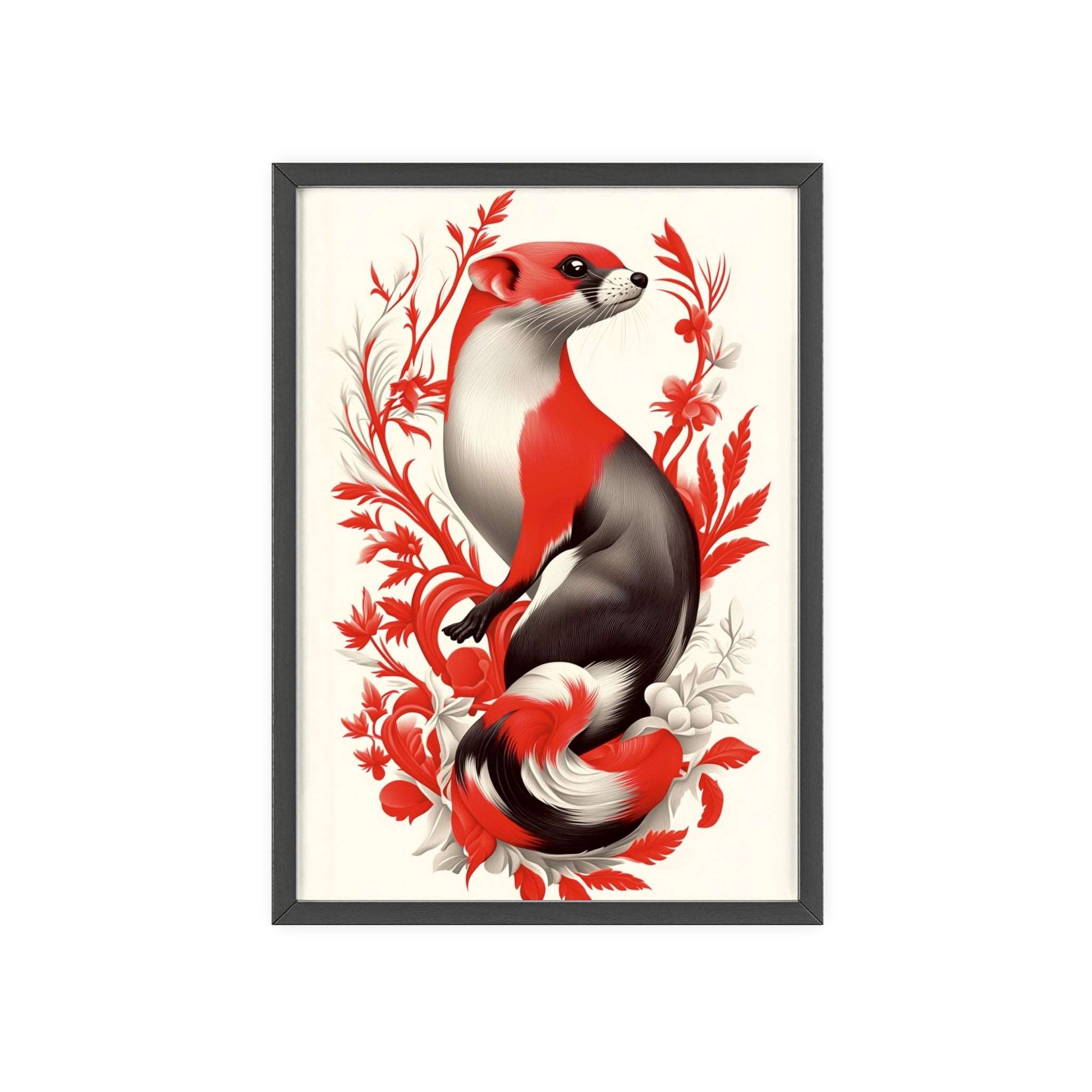 Framed poster of a stylized weasel