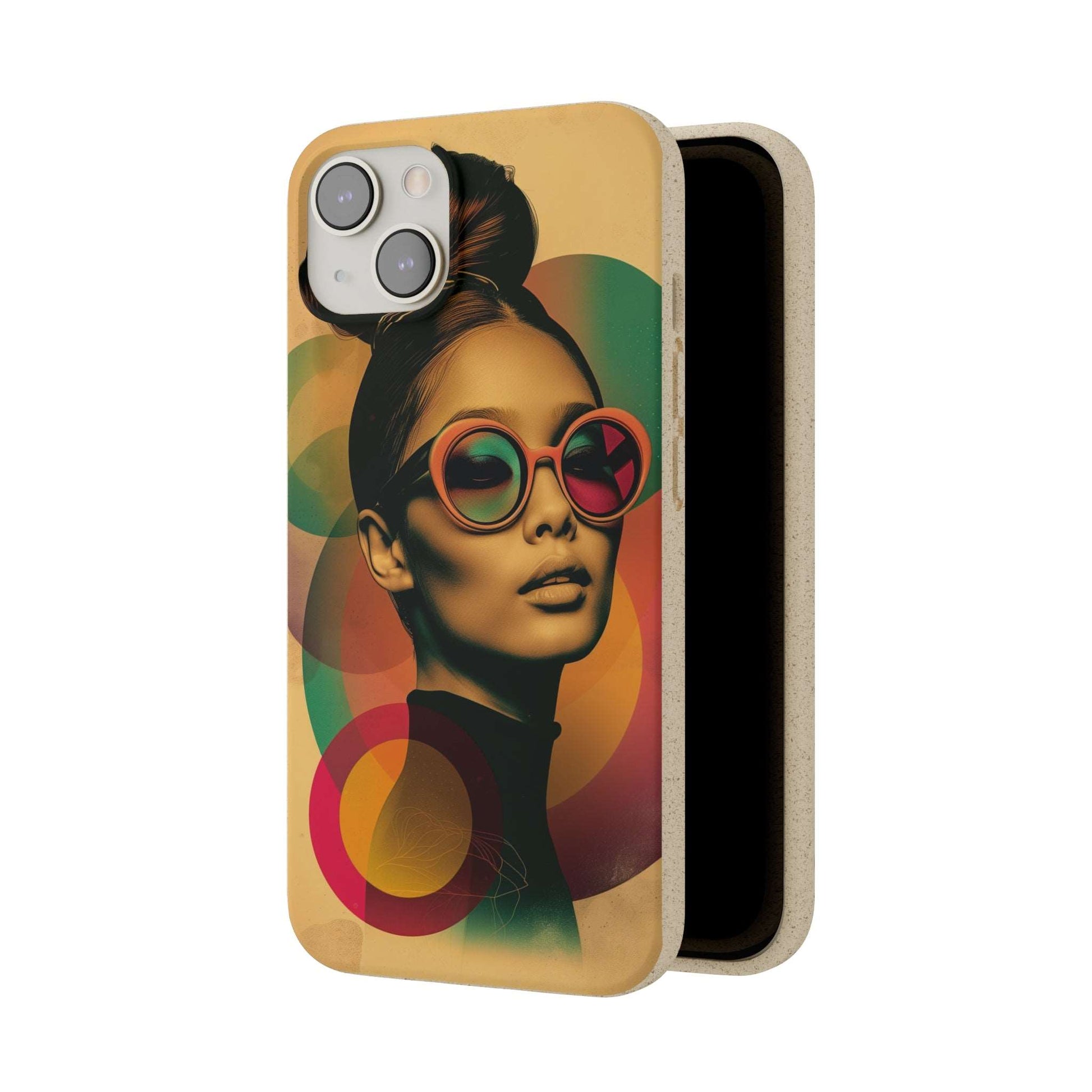 Eco-friendly Beijing-themed phone case with a retro portrait design and biodegradable materials, compatible with iPhone and Samsung.