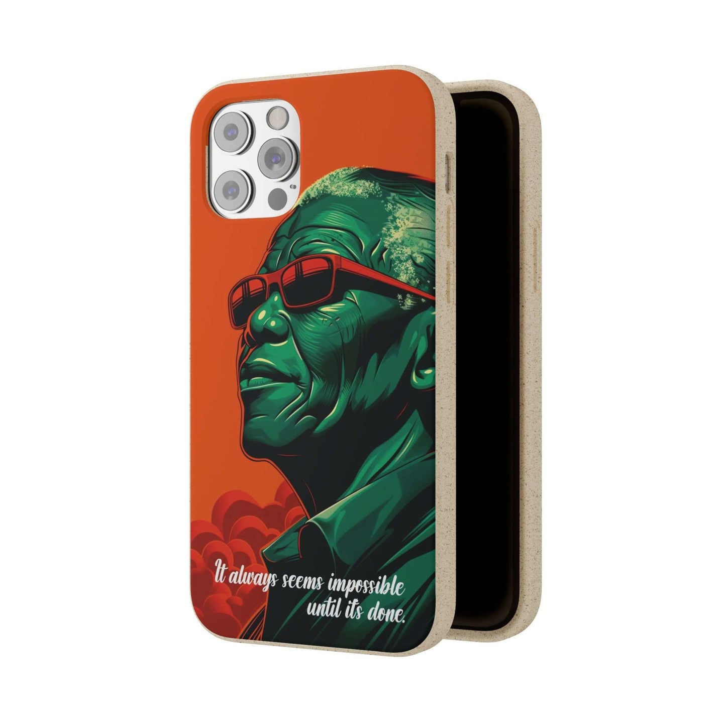 Eco-friendly Nelson Mandela quote phone case made from bamboo fiber