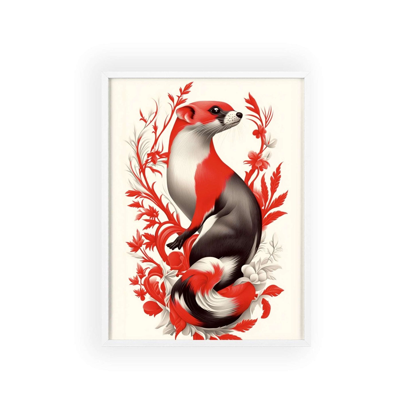 Framed poster of a stylized weasel