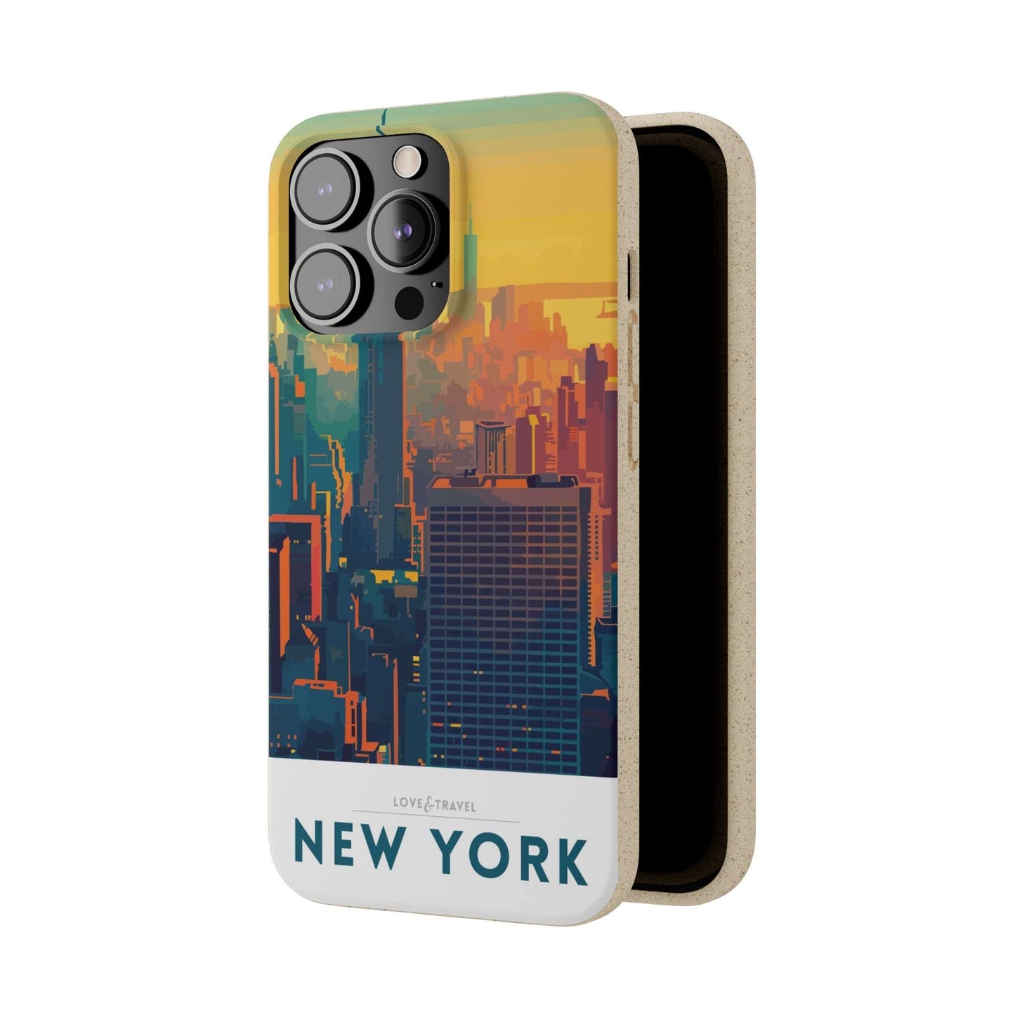 Eco-friendly New York-themed phone case made from bamboo fiber