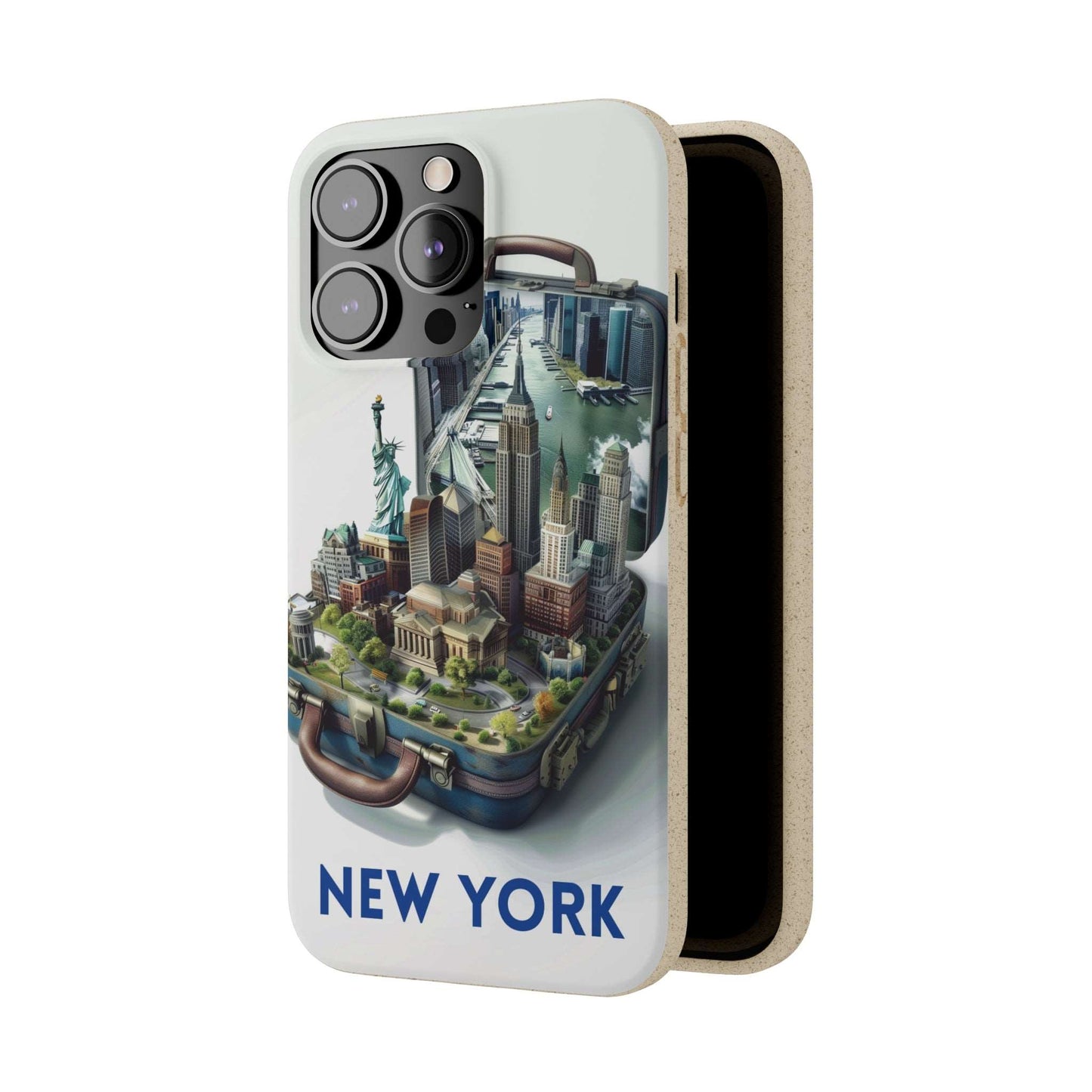 New York phone case made from sustainable plant-based materials and bamboo fibers. Biodegradable and wireless charging compatible