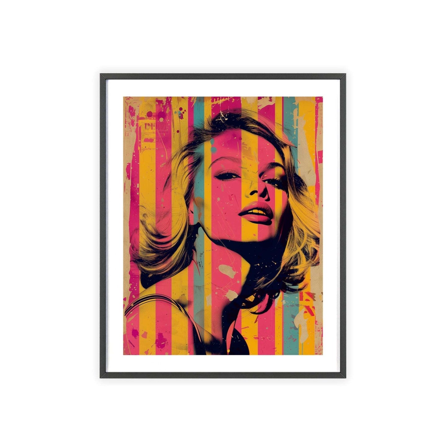 Pop art portrait of an iconic American woman from the Global Glamour collection, adding boldness and beauty to modern home decor