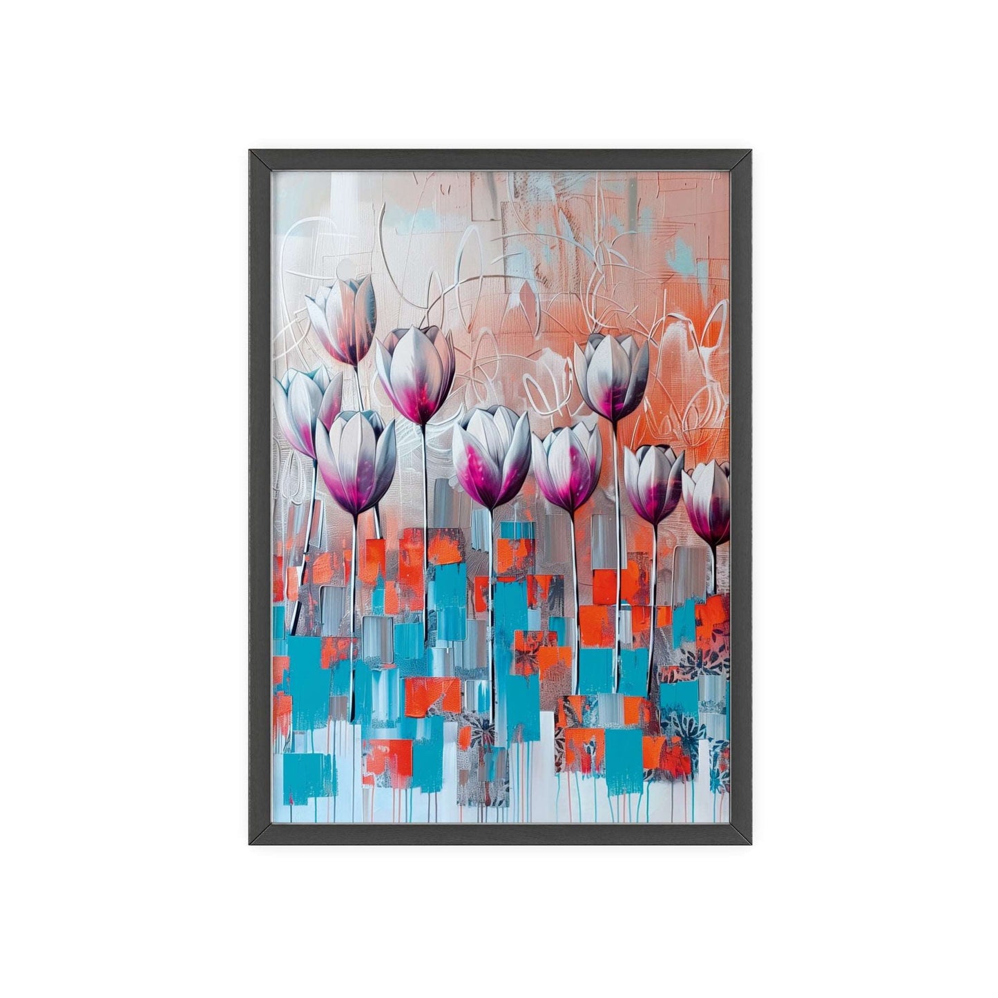 Modern abstract Tulips framed print from Flower Parade collection