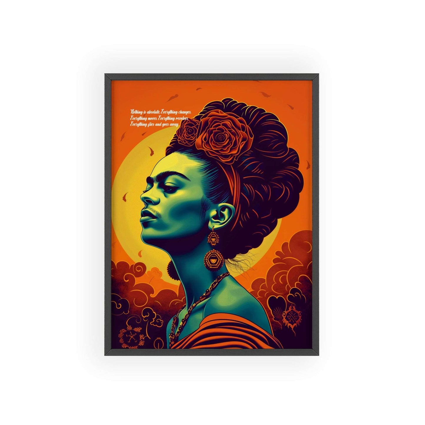 Frida Kahlo Pop Art Portrait - "Everything Flies" Quote