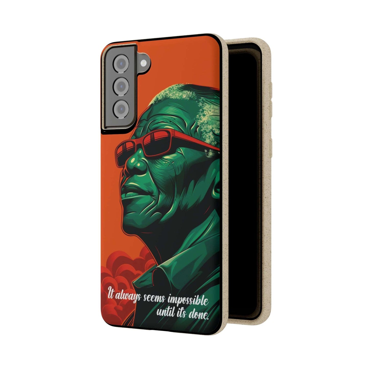 Eco-friendly Nelson Mandela quote phone case made from bamboo fiber