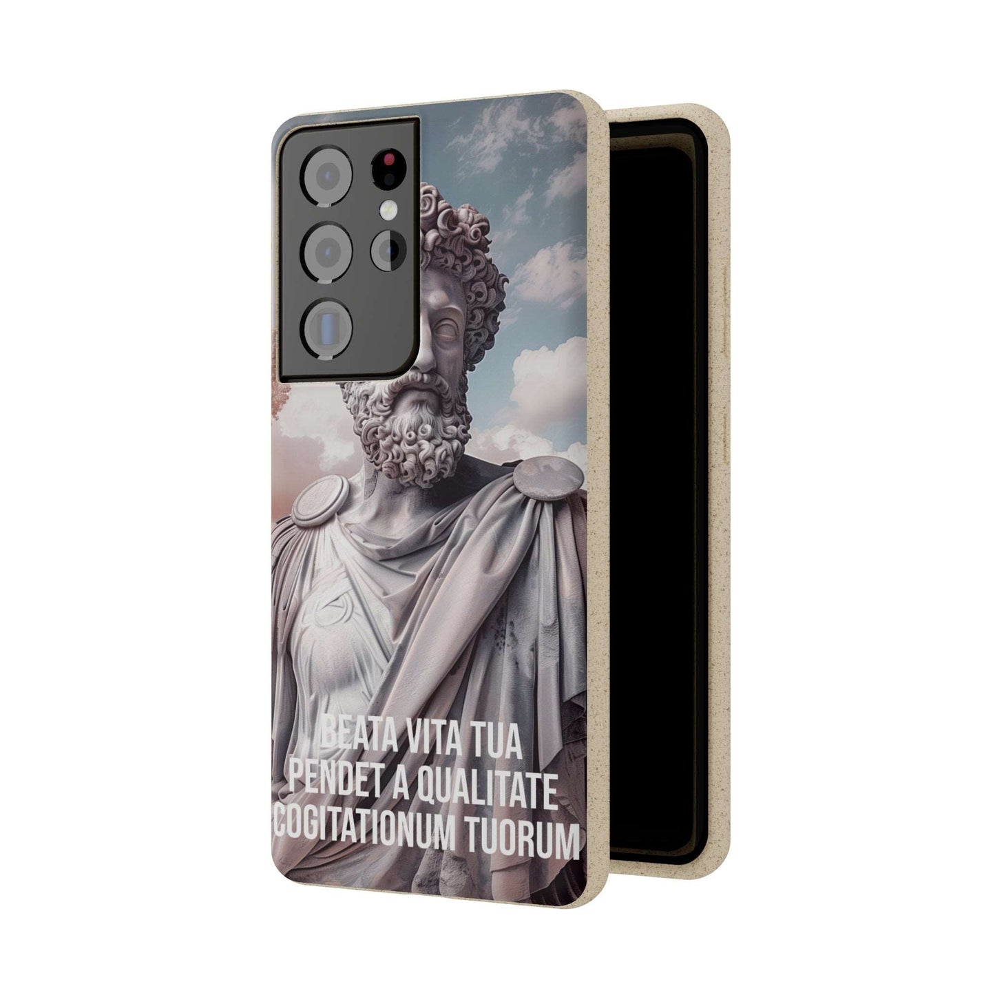 Eco-friendly Marcus Aurelius quote phone case made from bamboo fiber